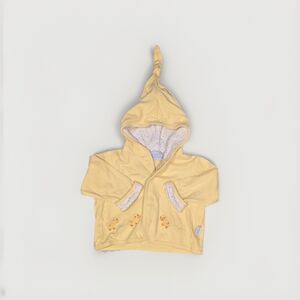First Moments Baby Hoodie Button Up Yellow Jacket Embroidered Ducks Infant 6/9M